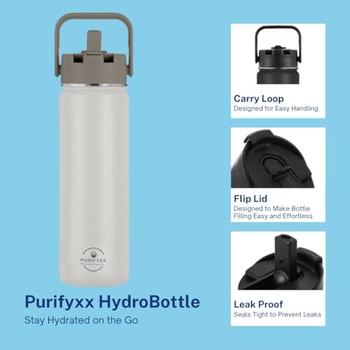 HydroBottle | Stainless Steel Filtered Water Bottle, 24 oz | BPA-Free, Removes Lead, Chlorine, Arsenic, VOCs | Filter Lasts 3 Months, Replaces 568 Plastic Bottles (Foam) - Image 5