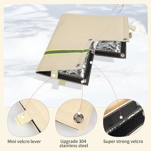 Outdoor Backflow Preventer Cover, Pipe Insulated Pouch for Freeze Protection, Winter Thicken Fabric Sprinkler Valve Insulation Cover for Outside Irrigation Pipe & Water Well Pump (Beige, 14”W X 13”H) - Image 5