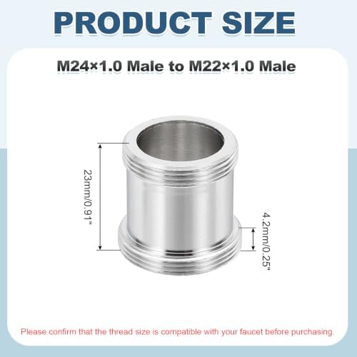 uxcell Faucet Aerator Adapter,M24 Male to M22 Male Brass Faucet Adapter - Image 2