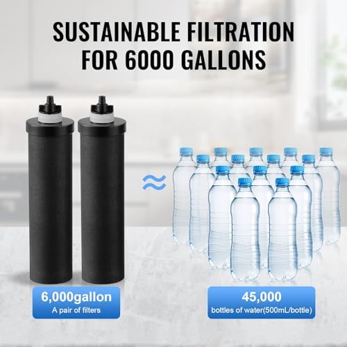 VEVOR Gravity-fed Water Filter System, 1.5G 304 Stainless-Steel Countertop System, Water Filtration System, Reduces Lead and up to 99% of Chlorine, with 2 Carbon Filters & Spigot, for Home Camping RV - Image 4