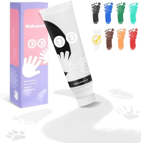 Nabance Baby Hand and Footprint Paint, Sponge Head, Baby Safe Paint, White by WelcometoNabance