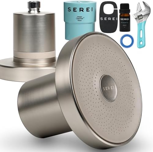 Lab Tested Filtered Shower Head | Best Shower Head with Filters for Chlorine & Hard Water | High Pressure Shower Filter for Healthy Skin & Hair | Soothes Dry or Irritated Skin & Hair (Brushed Nickel) by SereiSkinCo