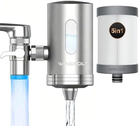 WINGSOL Visible Window Faucet Water Filter, LED Temp. Indication, NSF/ANSI 42&53, 360° Rotating Tap Purifier, Reduce Heavy Metals 99.6% Lead, Improve Taste by WINGSOL