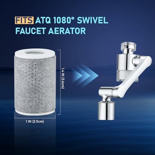 8 Pcs Filter Elements Replacement for ATQ Sink Faucet Extender Swivel Aerator (Aer ator1080) carbon fiber filter cartridges Removes Chlorine Fluoride Heavy Metal(1080° Aerator-8 Carbon Fiber Filter) - Image 2