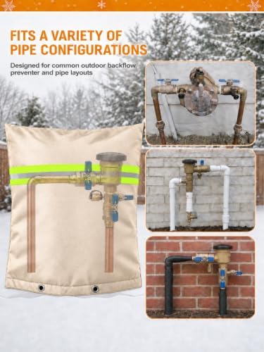 Insulated Backflow Preventer Cover Freeze Protection,14" W x 18" H, Beige - Image 6