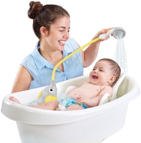 Yookidoo Baby Bath Shower Head - Elephant Water Pump and Trunk Spout Sprayer - One Handed Flow Control for Newborn Babies in Tub Or Sink (Yellow) - Image 4