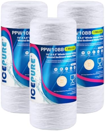 ICEPURE 1 Micron 10”*4.5'' Whole House Sediment String Wound Water Filter Replacement filter for 84637, WPX5BB97P, PC10, 355214-45, 355215-45, WP10BB97P, WP5BB97P, 3 PACK by ICEPURE