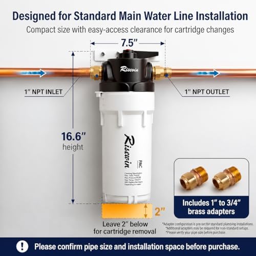 10" Whole House Water Filter System, Single Stage, Bypass, Flushable,1" NPT - Image 6