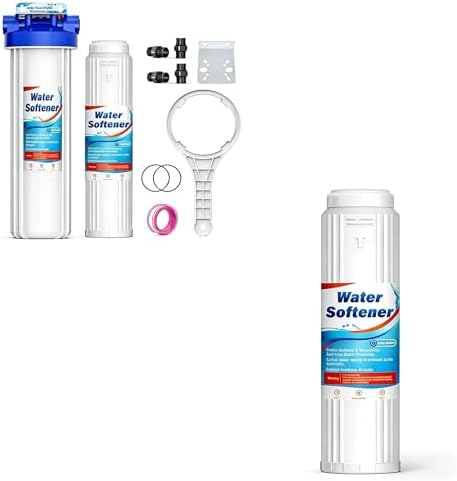 Whole House Water Softener System + Extra 1 Pack Replacement Cartridge, 3/4'' FNPT Highly Reduces Hardness, Limescale, Chlorine & Odor, Delivers Pure & Healthy Water| Protect Appliances by DYLSDFQ
