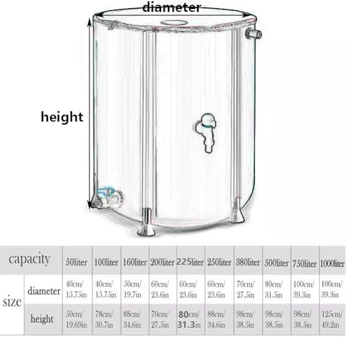 Collapsible Rain Barrel with Zipper Open, Protable Rainwater Collection System Kit, PVC Rain Catcher Barrel for Outdoor Garden Camping,Beige,250L/60x88cm - Image 2