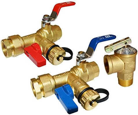 HQMPC Tankless Water Heater Isolation Valves Tankless Water Heater Flush Kit Tankless Valve Kit 3/4" NPT, Including 1 Valve For Hot water,1 Valve For Cold Water, 1 Pressure Relief Valve by HQMPC