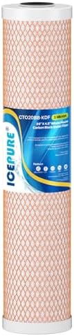 ICEPURE 4.5" x 20" Activated Carbon and KDF Large Capacity Water Filter, Whole House Heavy Metal Filtration, 5 Micron CTO20BB-KDF Whole House Water Filter, 1 PACK by ICEPURE