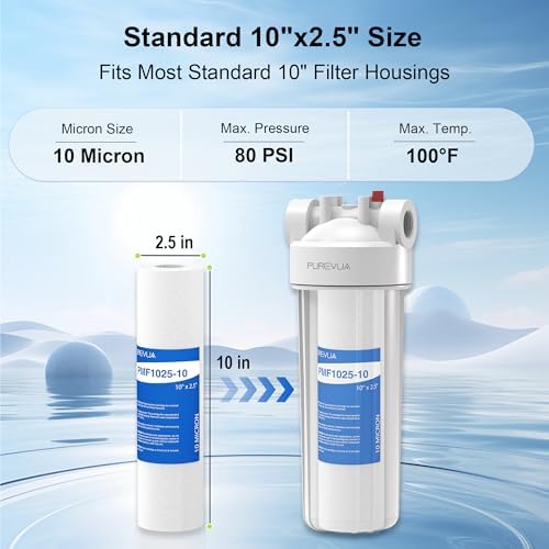 10 Micron 10" x 2.5" Sediment Water Filter Cartridge, 6-Pack - Image 2