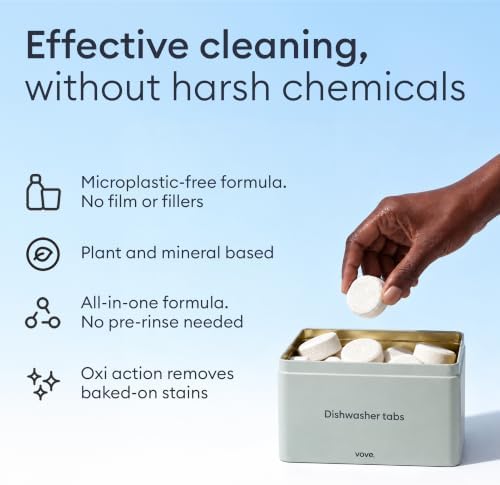 Vove Dishwasher Detergent Tablets, 40 Count, Plant-Based Fragrance-Free - Image 3