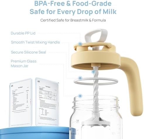 Papablic Breast Milk Pitcher, Formula & Baby Feeding Container, Yellow - Image 2