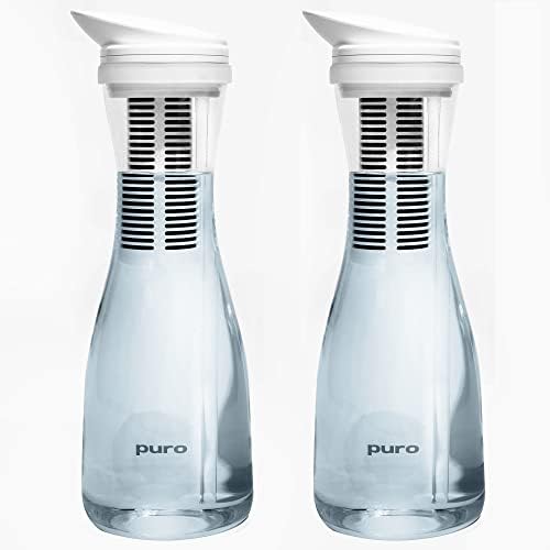 Puro Glass Water Filter Pitcher - Long Lasting Filter - Faster Filtering - 1.3L - Carbon Water Filter Removes Lead, Odors, Chlorine (2 Pack) by ENHANCE+YOUR+LIVING
