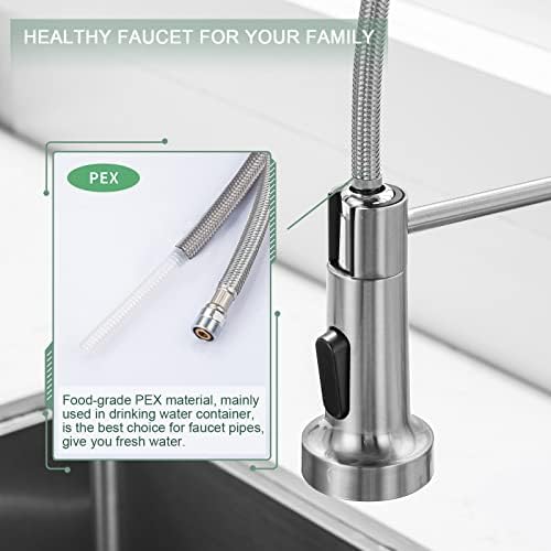 WEWE Laundry & Utility Sink Faucet with Pull-Down Sprayer, Brushed Nickel - Image 5