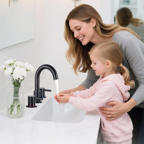 2-Handle Widespread Bathroom Sink Faucet 3 Hole, Oil Rubbed Bronze - Image 2