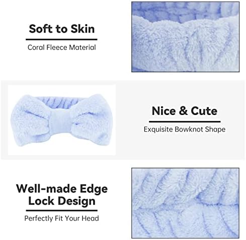 Ondder Spa Headband for Washing Face 8 Pack Aossrted Skincare Headbands for Women Girls Terry Cloth Cute Makeup Headbands Head Bands with Bow - Image 4