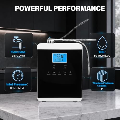 Peakur Alkaline Water Ionizer Machine for Home, 11 Titanium Plates, pH 3.5-10.5 Alkaline & Acidic Water, Up to -600mV ORP, 3 Filters 10000L Each, 7 Settings, LCD Touch Screen, Self-Cleaning - Image 4