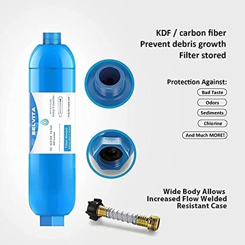 BELVITA RV Inline Water Filter with 90 Degree Elbow and Flexible Hose - Image 2