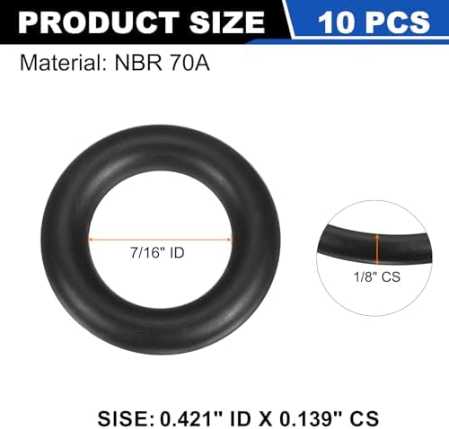uxcell 10Pcs AS-205 NBR 70A O-Rings 7/16"ID x 1/8"CS/0.421"ID x 0.139"CS - Image 2