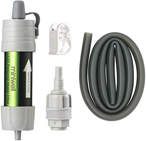 Miniwell Gravity Water Filter Straw - Ultralight, Versatile Hiker Filter with Bucket Connector (Grey) by MINIWELL