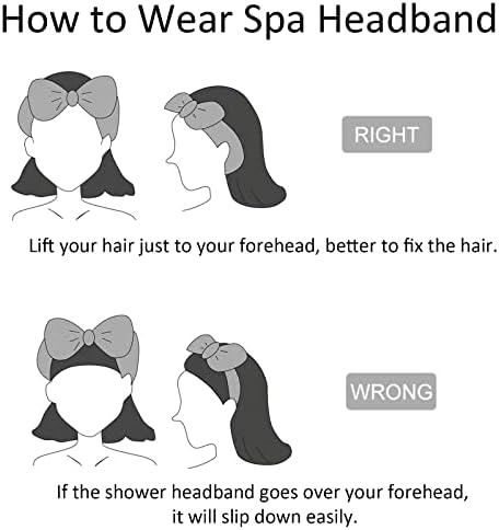 Ondder Spa Headband for Washing Face 8 Pack Gray Skincare Headbands for Women Girls Terry Cloth Cute Bow Head Bands - Image 6