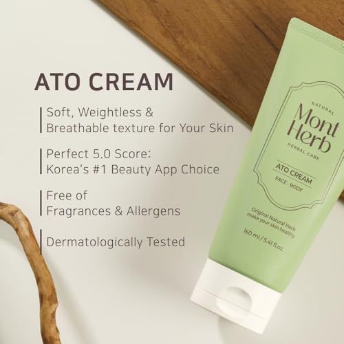 Ato Cream, Intense Soothing Relief for Dry & Itchy Sensitive Skin, 160ml - Daily Face & Body Moisturizer with Green Tea Water & 15 Herbs, Fragrance-Free Skin Barrier Recovery - Image 2