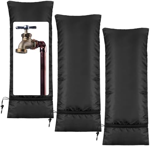 Zonon 3 Pcs Outdoor Faucet Cover Insulated Winter Freeze,Black,28" X 15" by Zonon