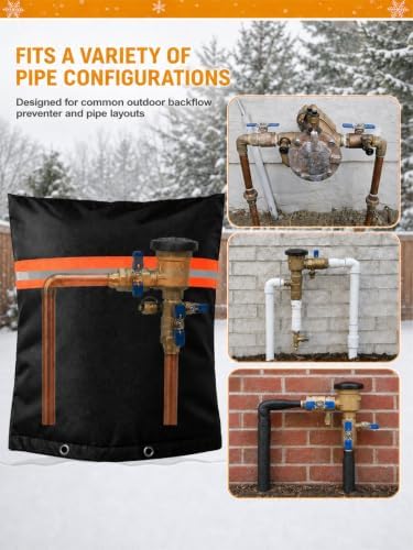 Insulated Backflow Preventer Cover Freeze Protection,30" W x 24" H, Black - Image 6