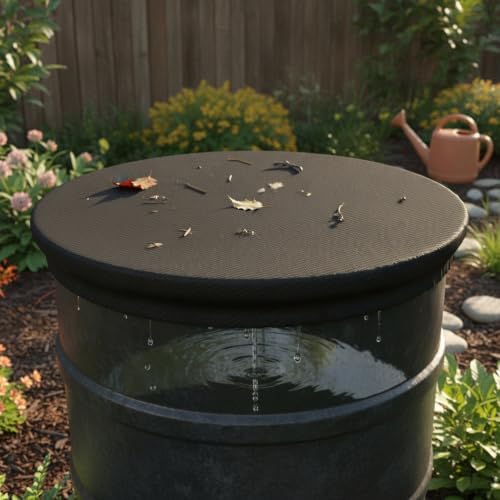 Rain Barrel Mesh Filter Cover, Polyester Mesh Screen, Fits Open-Top Containers up to 39.4 Inches, Black (1 PC) - Image 3