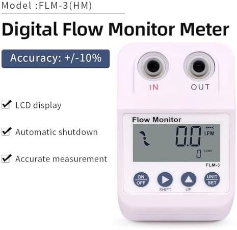 Flow Meter, FLM-3 Flowmeter 1/4" Electronic Digital Display Monitor - Image 2