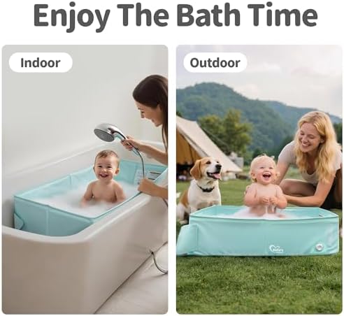 Baby Bathtub for 6M-3Y Toddler, Baby Shower Gifts & Registry Search for Boys Girls, Collapsible & Portable Bathtub for Beach Vacation Travel, Bath Essentials for Toddler, Newborn, Kids - Image 4