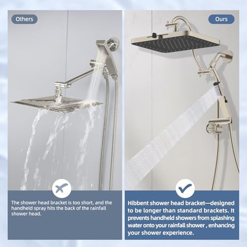 Hibbent 5-Mode 13" Rain Shower head, 4-Mode Handheld Shower, Brushed Nickel - Image 6