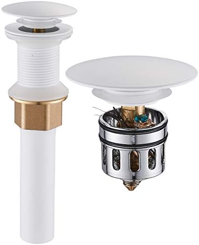 REGALMIX Pop Up Drain, Bathroom Faucet Vessel Vanity Sink Drain Stopper, Built-in Anti-Clogging Strainer, Without Overflow White,Fits Standard American Drain Hole(1-1/2" to 1-3/4") RWF082E by REGALMIX