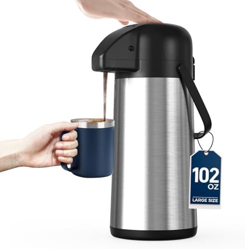 Coffee Carafe for Keeping Hot, 102OZ / 3L Airpot Coffee Dispenser with Pump by Unknown