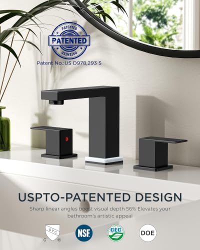 FORIOUS Black LED Bathroom Faucet 3 Hole, 3 Color Changing LED Light Faucet - Image 3