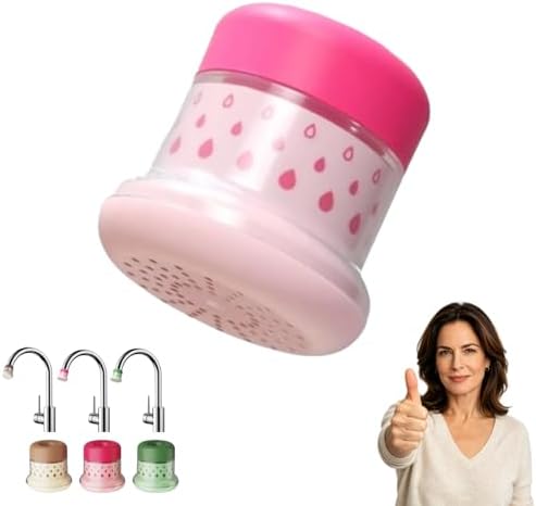 Mini Faucet Water Filter- Multi-Layer Filtration & Splash-Proof Kitchen Purifier, Splash-Proof Softener Parts, Detachable Leak-Proof F́aucet Mount Purifier for Kitchen Bathroom Home (Pink) by Unknown