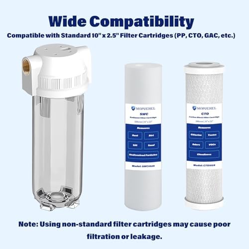 Whole House/RV Water Filter Housing Clear, 10" X 2.5" Inline Sediment Water Filter for RV, Home, Garden, Aquarium, Maple Syrup RO System, 3/4" Brass Port,R-Type O-Ring,Heavy Duty Bracket-1025CBH - Image 5