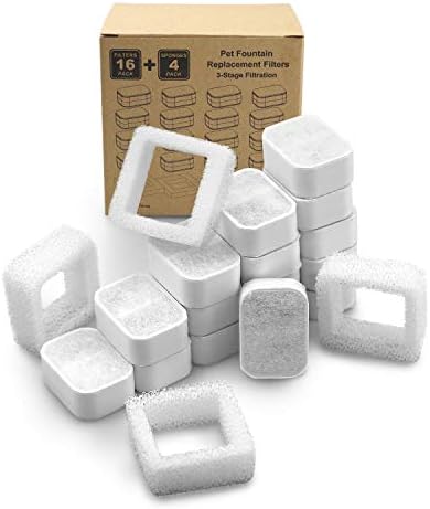 Ceramic Cat Water Fountain Replacement Filters, 16 Pack Pet Fountain Replacement Filters and 4 Pack Foam for Tritone/Fiumi Drinking Fountain - Image 7