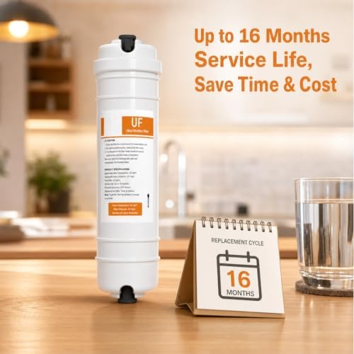 1‑Pack 10‑Inch Quick‑Connect UF Ultrafiltration Membrane Filter Cartridge, 0.01‑Micron Hollow Fiber Pre‑Filter with 1/4" Push‑Fit Fittings & Elbow Adapter for RO Systems - Image 4
