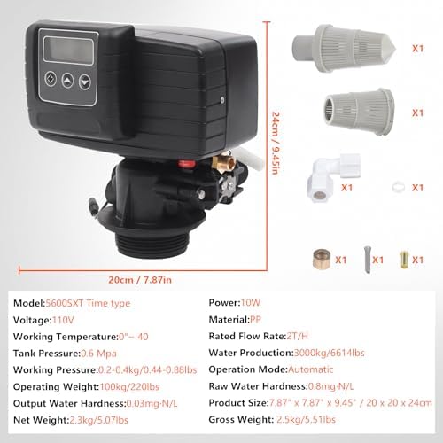 Whole House Water Softener Valve 48,000 Grains - High Performance Automatic Digital Metered Control Head,Reduces Hardness & Minerals - Improve Water Quality - for 1-2 bathrooms - Image 2