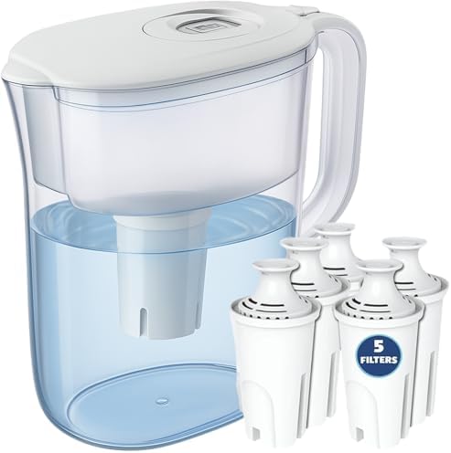 10-Cup Water Filter Pitcher with 5 Replacements, Electronic Change Reminder by JOEYZ