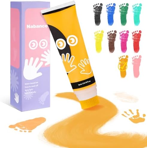 Baby Hand and Footprint Paint, Sponge Head, Baby Safe Paint, Warm-Yellow by WelcometoNabance