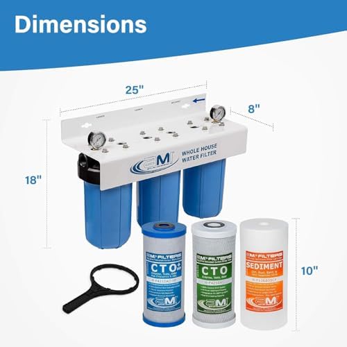 Applied Membranes Inc. 3-Stage Whole-House Water Filter System with 10-Inch Sediment and Carbon-Block Filters - Image 3