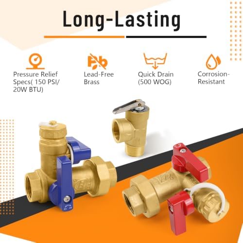 1PC HeSun 3/4" FIP Tankless Water Heater Service Valve Kit(TOOL028-1) - Image 3