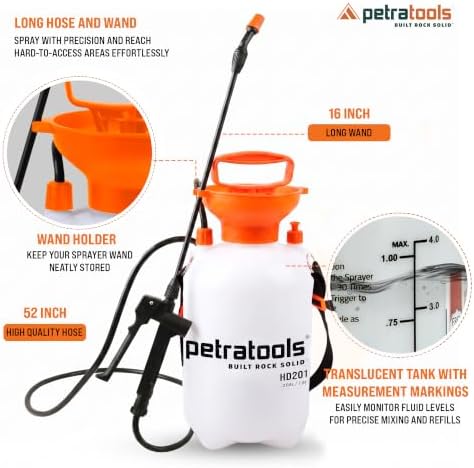 PetraTools HD201 Garden Pump Sprayer 2 Gallon, 52-in Long Hose & 2 Nozzles - Image 5