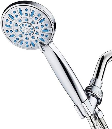 AquaDance Anti-Clog High-Pressure 6-setting Hand Shower with Nozzle Protection from Growth of Grime for Stronger Shower! Aqua Blue by AquaDance