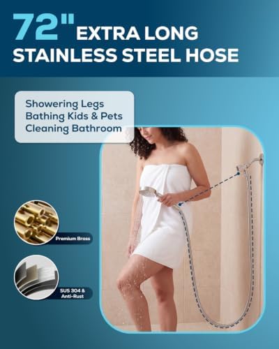 PWERAN Handheld Shower Head with 72" Hose, High Pressure Shower Heads - Image 5